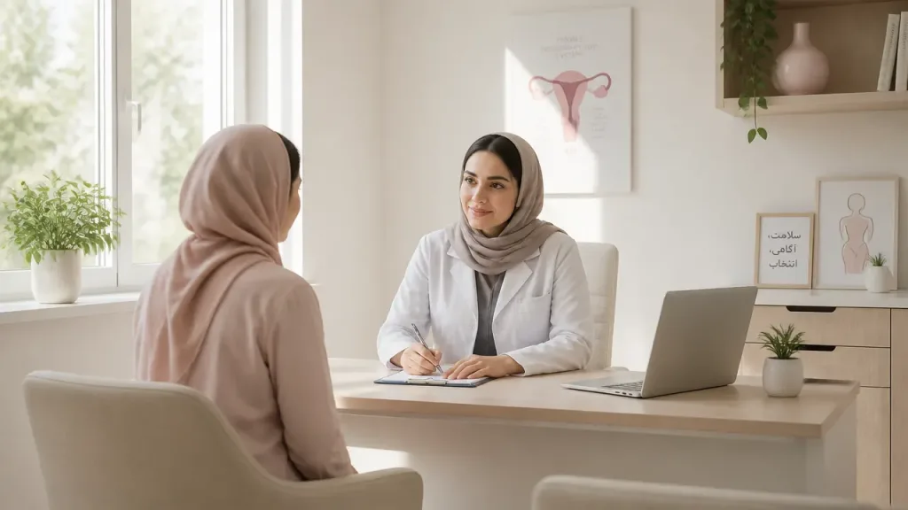 مشاوره متخصص زنان در مطب با بیمار