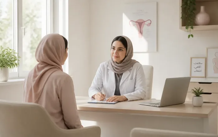 مشاوره متخصص زنان در مطب با بیمار